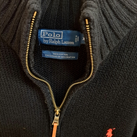 Mens Black Polo by Ralph Lauren Pullover 1/2 Zip Knit Sweater  Size XL - Picture 10 of 11